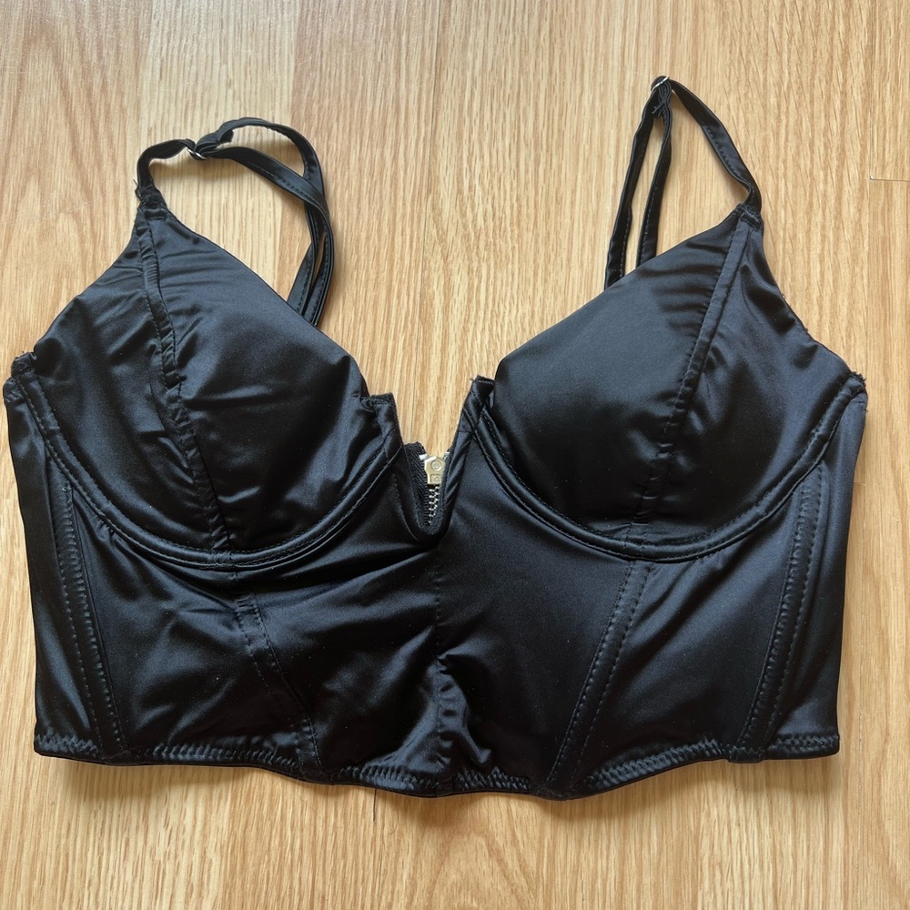 Garage Black Bustier Top with Adjustable Straps